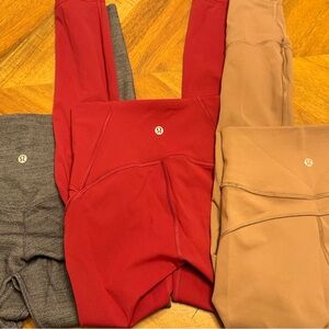lululemon athletica Leggings - Bold Red, Charcoal Gray, Tan